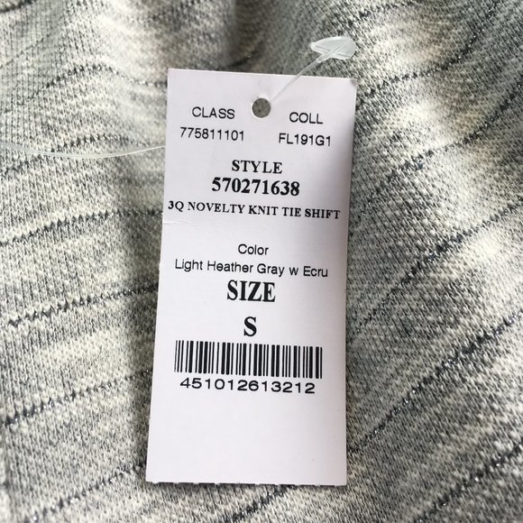 Long sleeve dress heather gray knit drawstring tie WHBM Small sweater dress - Picture 10 of 10